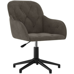vidaXL Dark Grey Velvet Height-Adjustable Swivel Office Chair - Size: 72 x 56 x 61.5cm - Wilko - thumbnail 3