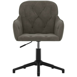 vidaXL Dark Grey Velvet Height-Adjustable Swivel Office Chair - Size: 72 x 56 x 61.5cm - Wilko - thumbnail 4
