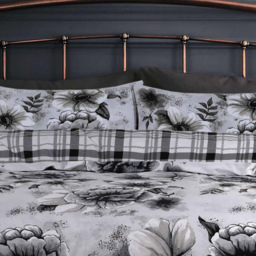 Velosso EasyCare Double Grey Classic Floral Reversible Duvet Set - Serene - Wilko - thumbnail 3
