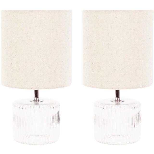 ValueLights Set of 2 Betty Natural Shade Clear Glass LED Table Lamp - Cream - Wilko - image 1