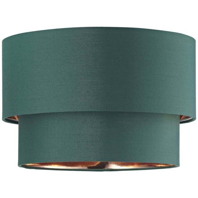 Happy Homewares Modern 2 Tier Forest Green Cotton Pendant Shade with Copper Inner - Size: 20 x 30 x 30cm - Wilko - image 1