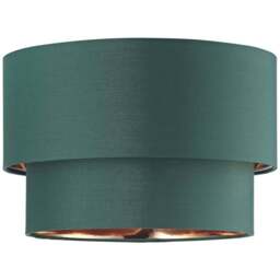 Happy Homewares Modern 2 Tier Forest Green Cotton Pendant Shade with Copper Inner - Size: 20 x 30 x 30cm - Wilko