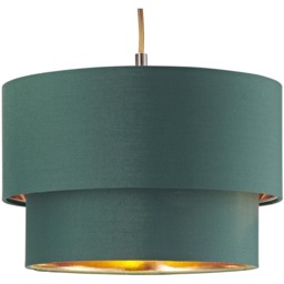 Happy Homewares Modern 2 Tier Forest Green Cotton Pendant Shade with Copper Inner - Size: 20 x 30 x 30cm - Wilko - thumbnail 7