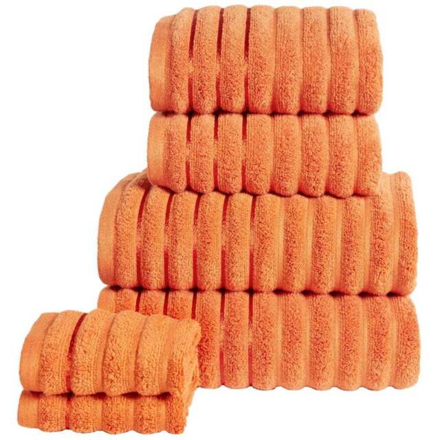 Rapport Home Orange Ribbed Cotton Face Cloth - Size: 0.1 x 30 x 30cm - Wilko - image 1