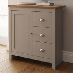 GFW Lancaster Single Door 3 Drawer Grey Storage Unit - Size: 35 x 79 x 81cm - Wilko