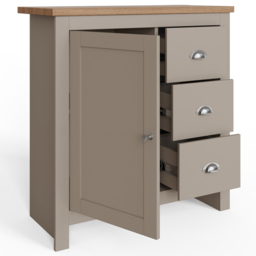 GFW Lancaster Single Door 3 Drawer Grey Storage Unit - Size: 35 x 79 x 81cm - Wilko - thumbnail 5