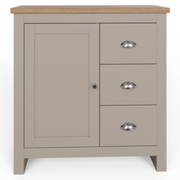 GFW Lancaster Single Door 3 Drawer Grey Storage Unit - Size: 35 x 79 x 81cm - Wilko - thumbnail 3