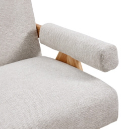 Living and Home Beige Linen Upholstered Wooden Armchair - Size: Single - Cream - Wilko - thumbnail 7