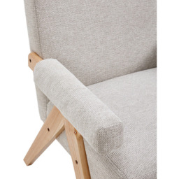 Living and Home Beige Linen Upholstered Wooden Armchair - Size: Single - Cream - Wilko - thumbnail 5