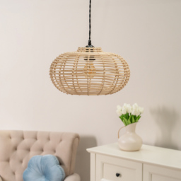 ValueLights Romy Natural Rattan Pendant Lamp Shade - Size: 20 x 35 x 35cm - Brown - Wilko - thumbnail 3