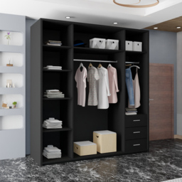 Sliding Wardrobes 4U Etna 2 Door Black Wide Full Mirrored Wardrobe 200cm - Wilko - thumbnail 3
