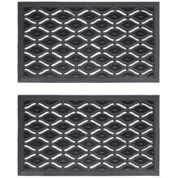 JVL Elipses Rubber Door Mat 40 x 70cm 2 Pack - Black - JVL Homewares - Wilko - thumbnail 1