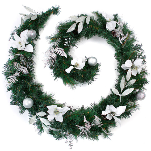 Best Artificial White and Silver Christmas Garland 270cm - Wilko - image 1