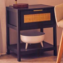 Interiors by Premier Sherman Single Drawer Single Shelf Black Side Table - Size: 50 x 40 x 60cm - Wilko