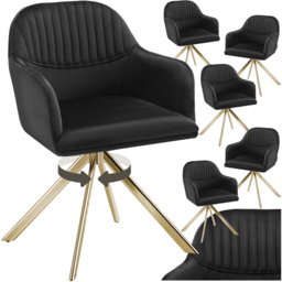tectake Lona Set of 6 Black and Gold Velvet Fabric Accent Chair - Size: Single - Wilko - thumbnail 3