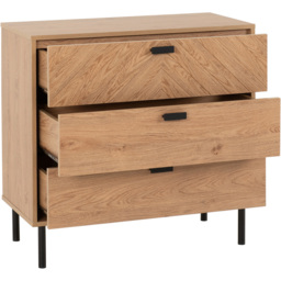 Seconique Leon 3 Drawer Medium Oak Effect Chest of Drawers - Brown - Wilko - thumbnail 4