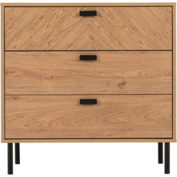 Seconique Leon 3 Drawer Medium Oak Effect Chest of Drawers - Brown - Wilko - thumbnail 5