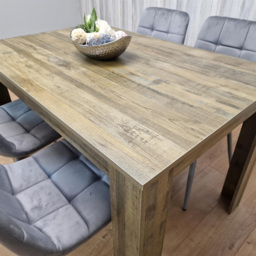 Portland 4 Seater Dining Set Rustic Effect and Grey Velvet - Multi - Wilko - thumbnail 6