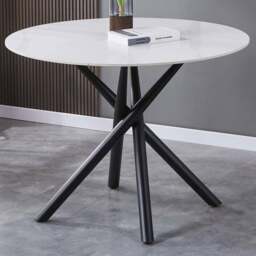 Avesta Marble Effect 4 Seater Round Dining Table White - Wilko - thumbnail 1