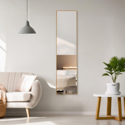 Living and Home Gold Slim Full Length Wall Mounted Mirror 120cm - Size: 120 x 30 x 2cm - Cream - Wilko - thumbnail 3