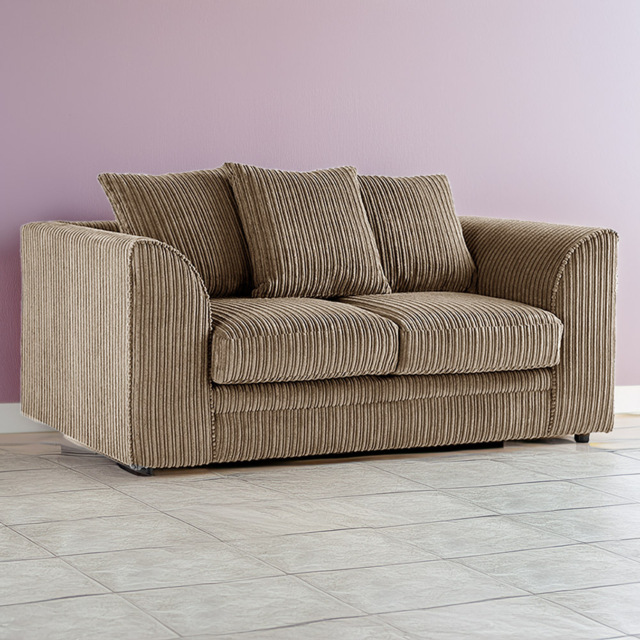 Portland Luxor 2 Seater Coffee Jumbo Cord Sofa with Scatter Back - Brown - Wilko - image 1