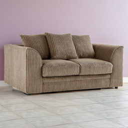 Portland Luxor 2 Seater Coffee Jumbo Cord Sofa with Scatter Back - Brown - Wilko