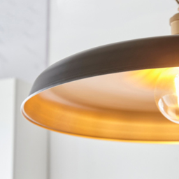 Merano Afragola Dome Matt Black and Satin Gold Pendant Ceiling Light - Size: 50 x 50 x 169cm - Wilko - thumbnail 6
