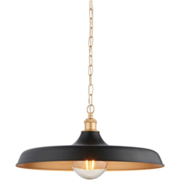 Merano Afragola Dome Matt Black and Satin Gold Pendant Ceiling Light - Size: 50 x 50 x 169cm - Wilko - thumbnail 4