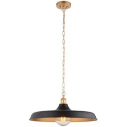 Merano Afragola Dome Matt Black and Satin Gold Pendant Ceiling Light - Size: 50 x 50 x 169cm - Wilko - thumbnail 1