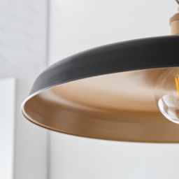 Merano Afragola Dome Matt Black and Satin Gold Pendant Ceiling Light - Size: 50 x 50 x 169cm - Wilko - thumbnail 7