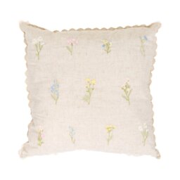 Pippa Floral Embroidered Cushion Beige - Divante - Wilko