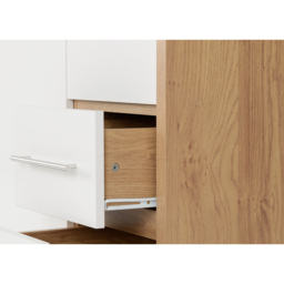 Seconique Seville 3 Door 2 Drawer White Gloss Light Oak Effect Veneer Wardrobe - Size: 3 Door, 2 Drawer - Wilko - thumbnail 7