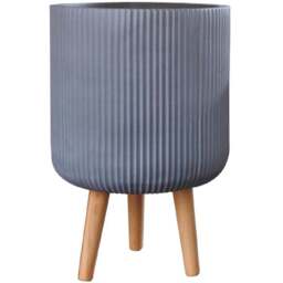 wilko Ribbed Grey Indoor Cylinder Plant Pot with Legs 36cm - Instadecor - thumbnail 1