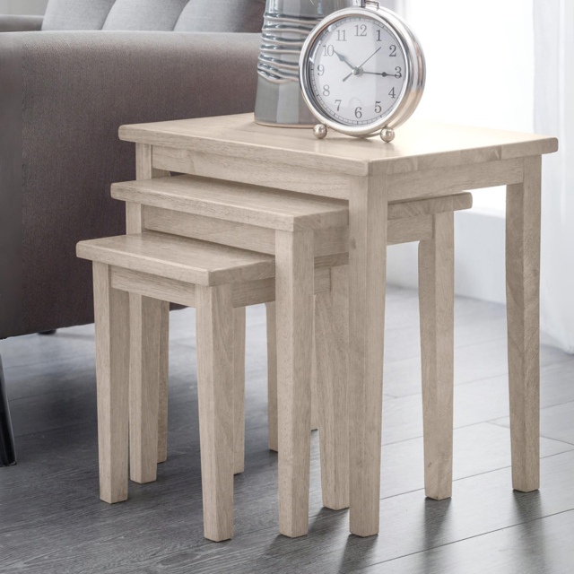 Julian Bowen Cleo White Wash Nest of Tables Set of 3 - Size: 46 x 48 x 33cm - Wilko - image 1