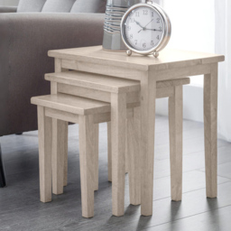 Julian Bowen Cleo White Wash Nest of Tables Set of 3 - Size: 46 x 48 x 33cm - Wilko