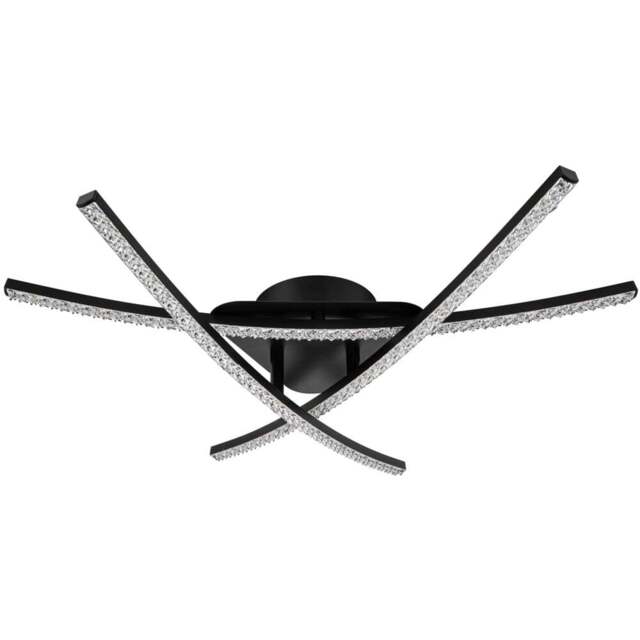 Cosylyte Samford 3 Light Beaded Matt Black LED Flush Ceiling Light - Size: 68.5 x 21 x 13cm - Wilko - image 1