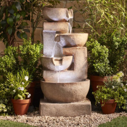 Garden Gear Serenity Four Tier Laguna Cascade Water Feature - Size: 86 x 38 x 40cm - Grey - Wilko - thumbnail 3