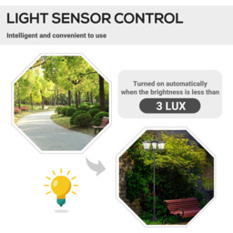 Outsunny Black Triple LED Solar Lamp Post - Size: 51.5 x 47 x 182.5cm - Wilko - thumbnail 5