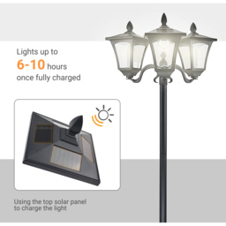 Outsunny Black Triple LED Solar Lamp Post - Size: 51.5 x 47 x 182.5cm - Wilko - thumbnail 7