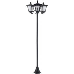 Outsunny Black Triple LED Solar Lamp Post - Size: 51.5 x 47 x 182.5cm - Wilko