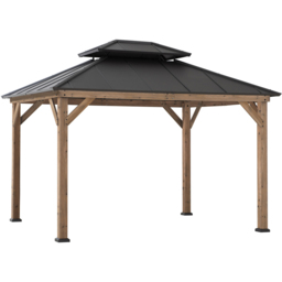 Sunjoy 3 x 3.6m Anthracite 2 Tier Cedar Wood Gazebo - Size: 298.7 x 360 x 300cm - Black - Wilko - thumbnail 3