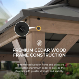 Sunjoy 3 x 3.6m Anthracite 2 Tier Cedar Wood Gazebo - Size: 298.7 x 360 x 300cm - Black - Wilko - thumbnail 7