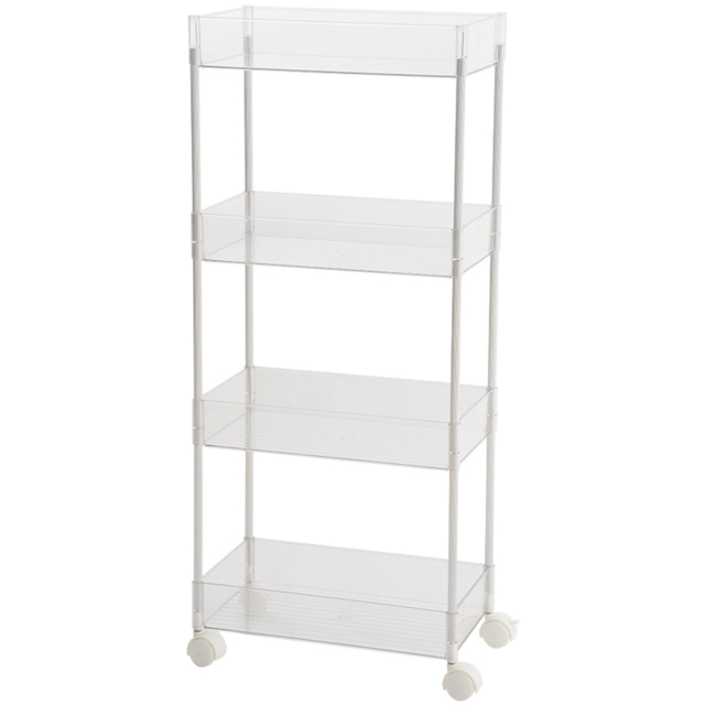 Living and Home 4 Shelf Clear Rolling Storage Cart - Size: 89.9 x 37 x 20cm - Wilko - image 1