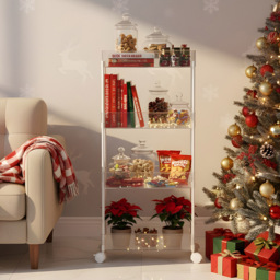 Living and Home 4 Shelf Clear Rolling Storage Cart - Size: 89.9 x 37 x 20cm - Wilko - thumbnail 3