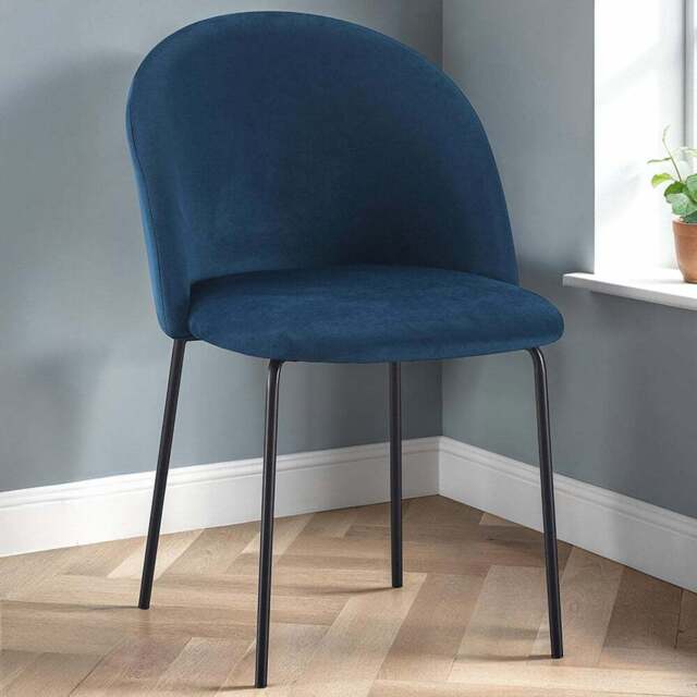 Seconique Boston Set of 4 Sapphire Blue Velvet Dining Chair - Wilko - image 1