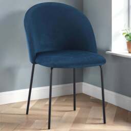 Seconique Boston Set of 4 Sapphire Blue Velvet Dining Chair - Wilko