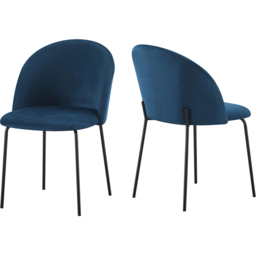 Seconique Boston Set of 4 Sapphire Blue Velvet Dining Chair - Wilko - thumbnail 3