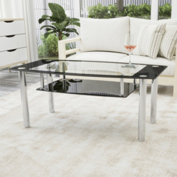 AVF Black Glass and Chrome Coffee Table - Size: 60 x 43.31 x 46.5cm - Multi - Wilko - thumbnail 5