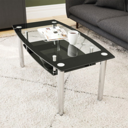 AVF Black Glass and Chrome Coffee Table - Size: 60 x 43.31 x 46.5cm - Multi - Wilko - thumbnail 4