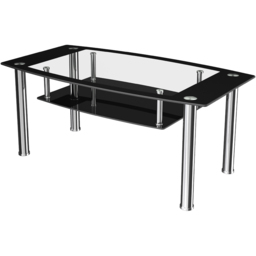 AVF Black Glass and Chrome Coffee Table - Size: 60 x 43.31 x 46.5cm - Multi - Wilko - thumbnail 3